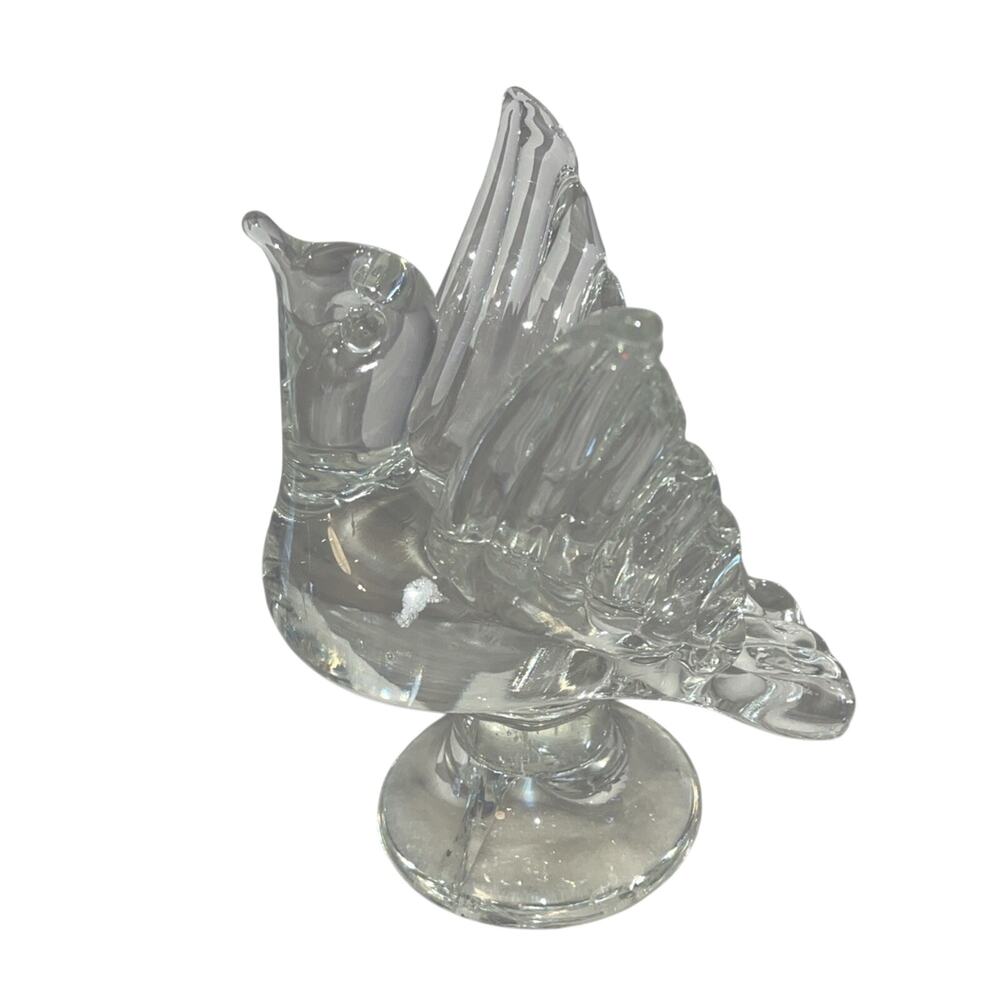 Murano Mid Century Art Glass VTG Clear Glass Dove Bird Paperweight Italy